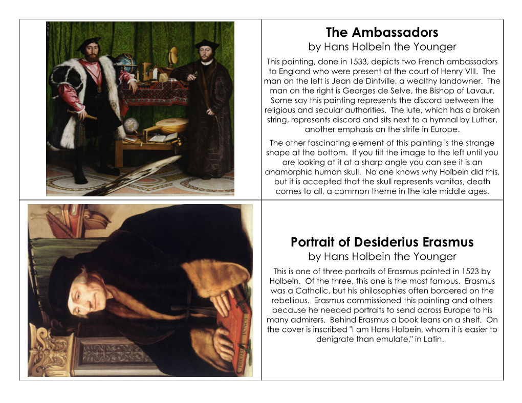 The Ambassadors Portrait of Desiderius Erasmus