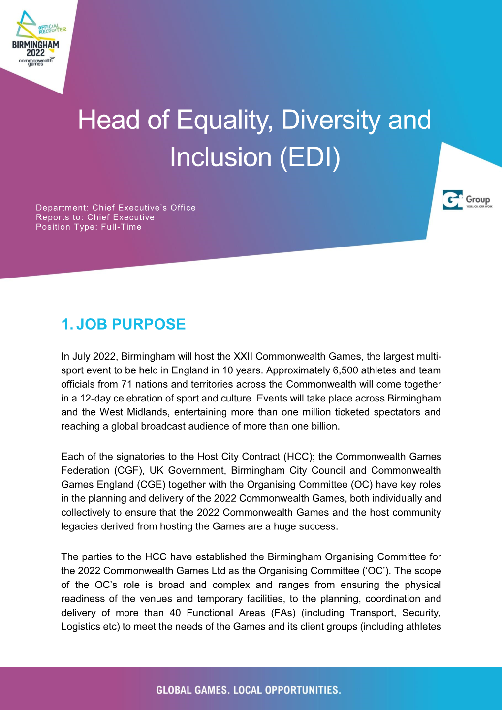 Head of Equality, Diversity and Inclusion (EDI)