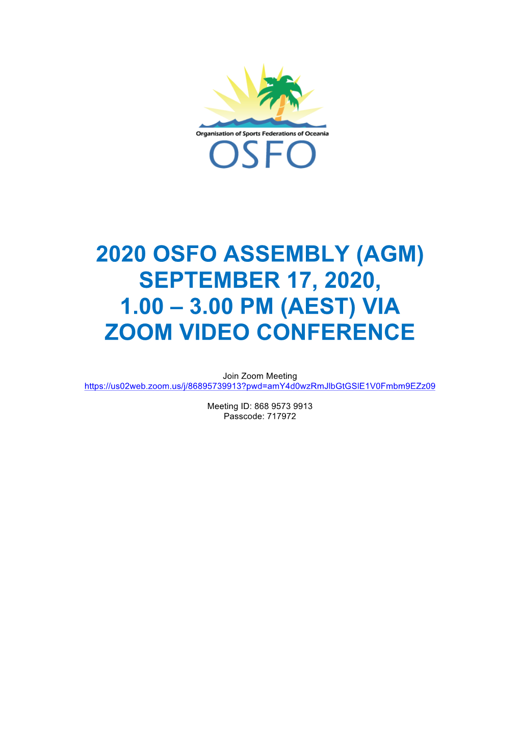 2020 OSFO Zoom AGM Program Manual