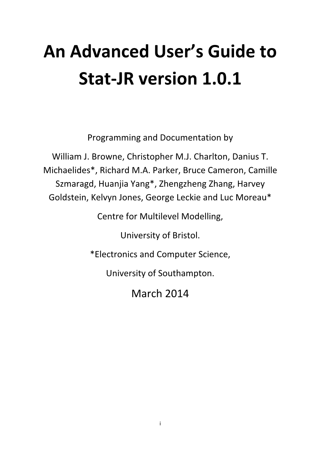 Stat-JR Advanced User's Guide