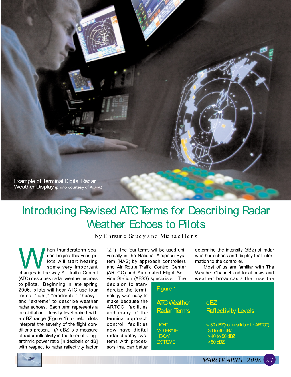 Introducing Revised ATC Terms for Describing Radar Weather Echoes to Pilots by Christine Soucy and Michael Lenz