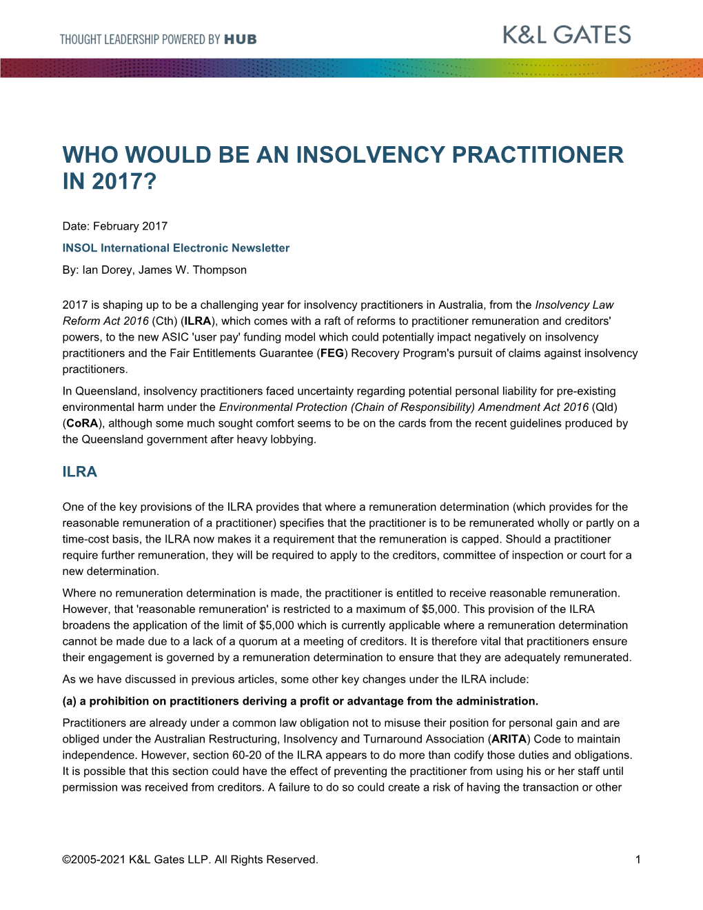 Who Would Be an Insolvency Practitioner in 2017?