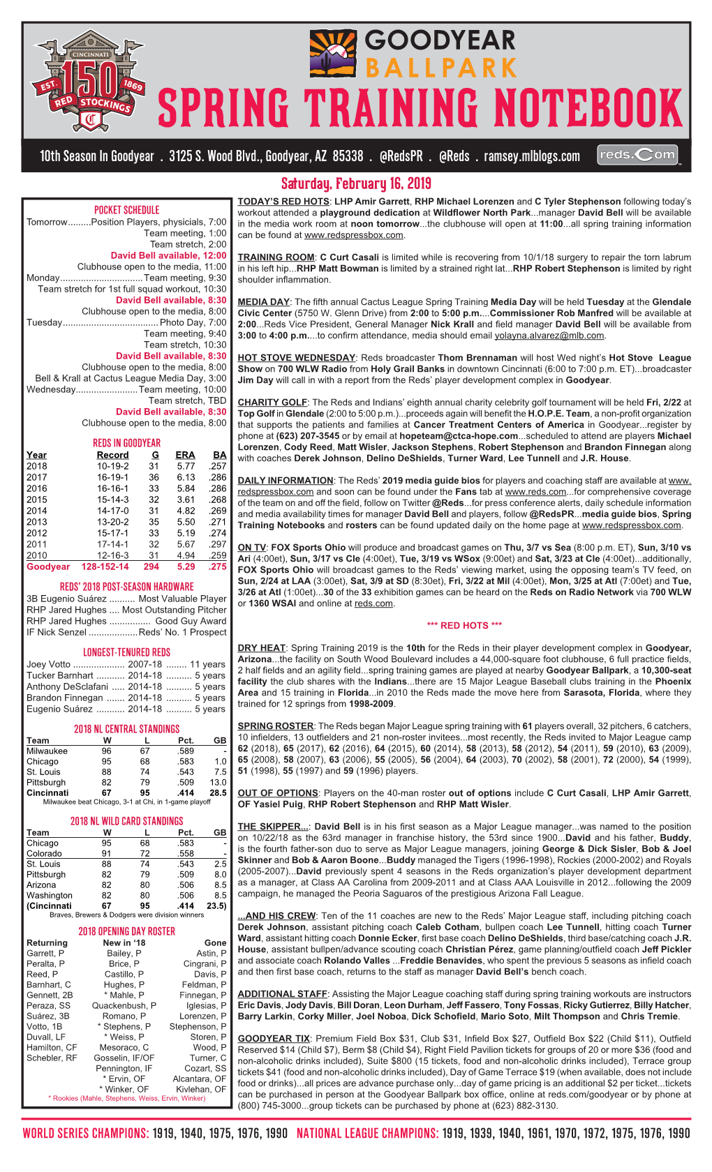 SPRING TRAINING NOTEBOOK 10Th Season in Goodyear