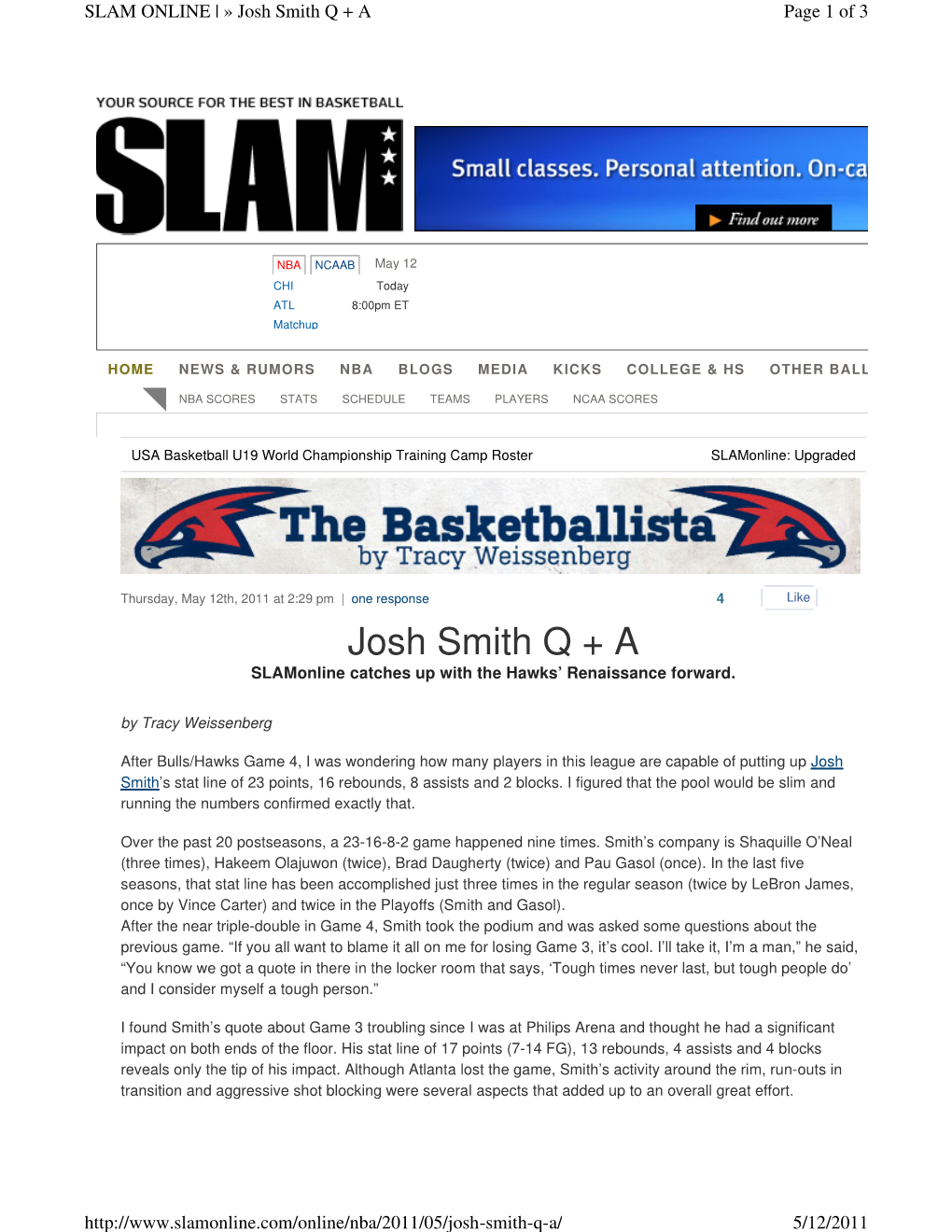 Josh Smith Q + a Page 1 of 3