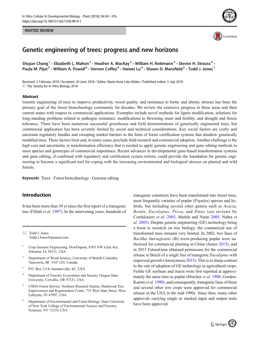 Genetic Engineering of Trees: Progress and New Horizons