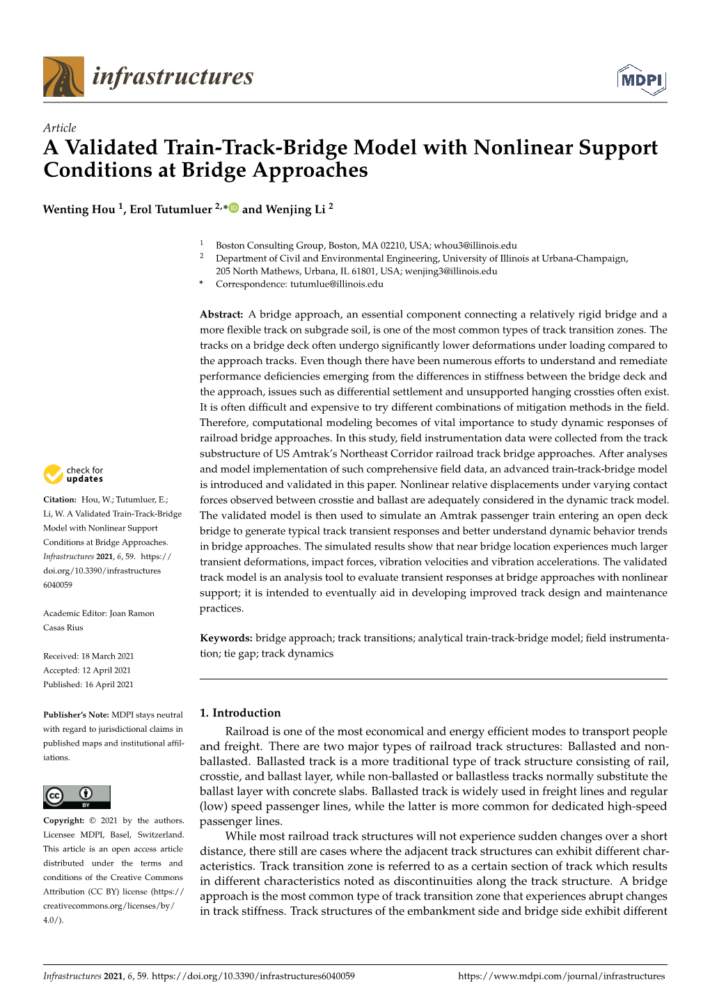 A Validated Train-Track-Bridge Model with Nonlinear Support Conditions at Bridge Approaches