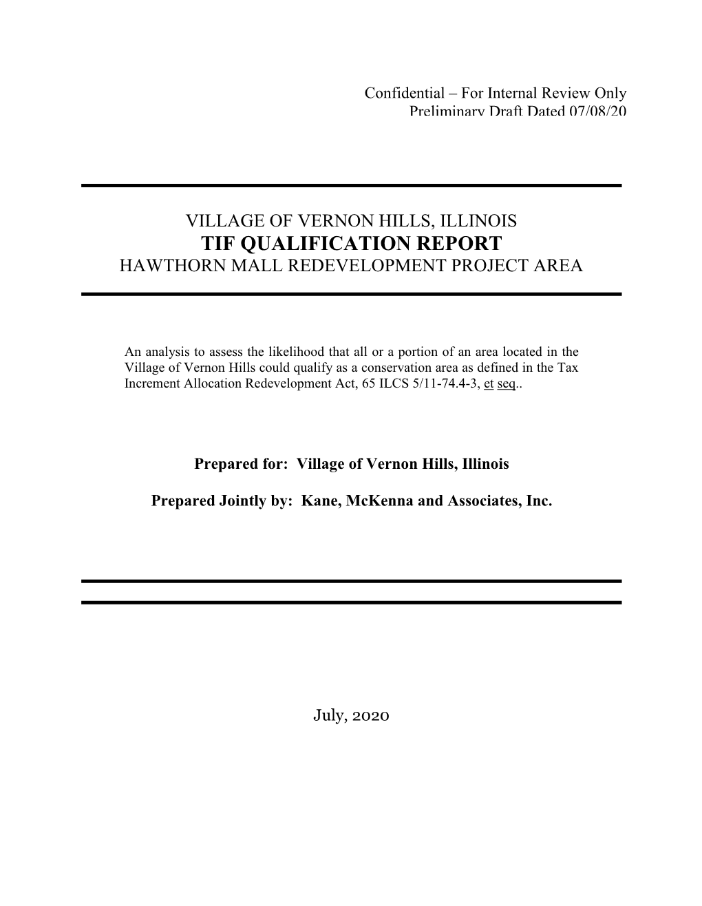 Hawthorne Mall TIF Qualification Report DRAFT 07.08.20
