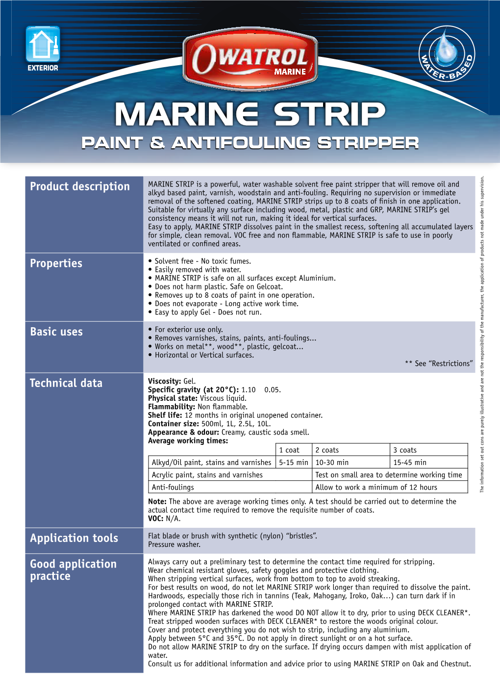 MARINE STRIP Consult Usfor Additional Information and Advice Prior Tousing Marinestriponoak and Chestnut