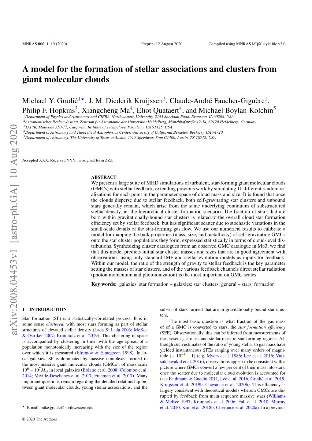 A Model for the Formation of Stellar Associations and Clusters from Giant Molecular Clouds