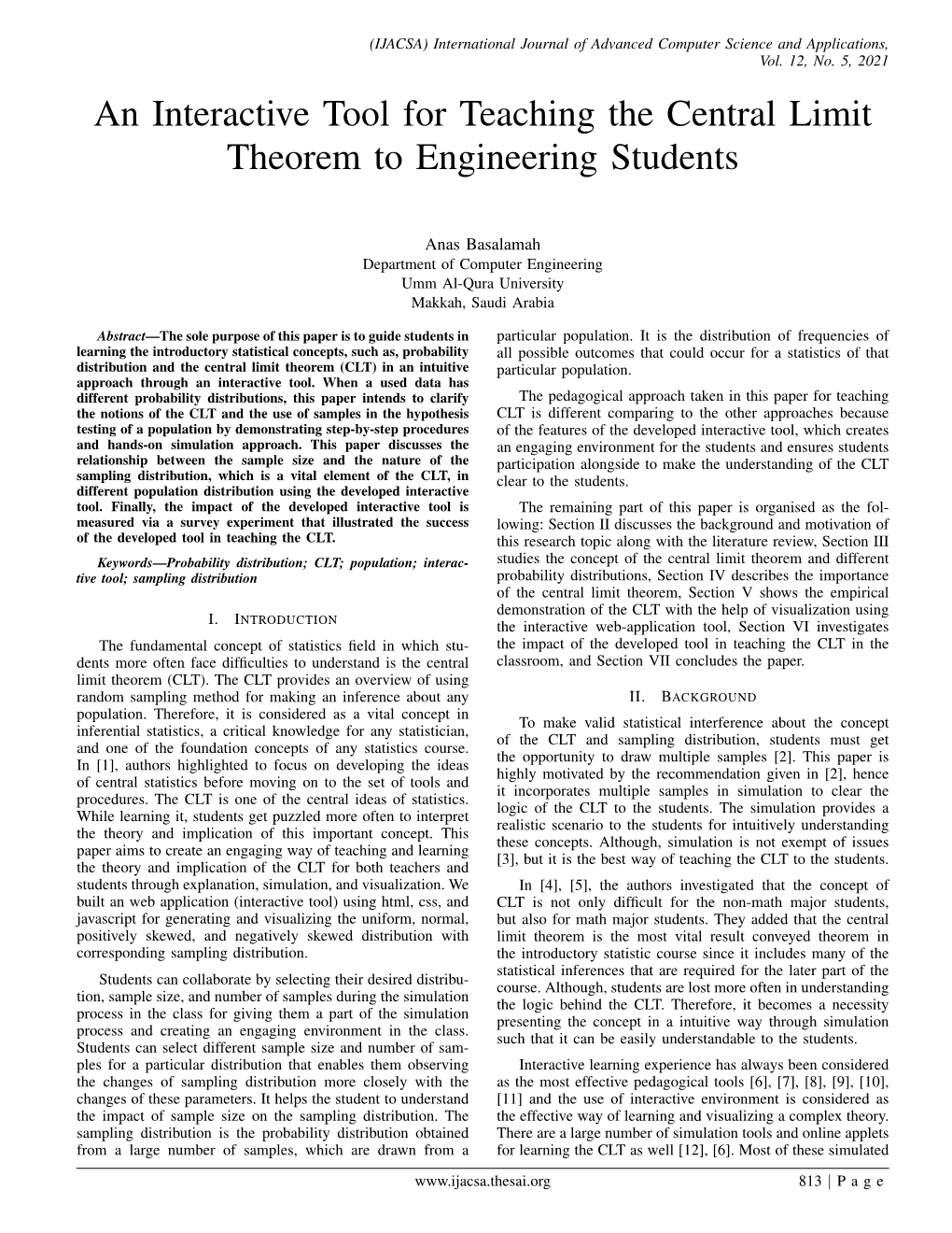 An Interactive Tool for Teaching the Central Limit Theorem to Engineering Students