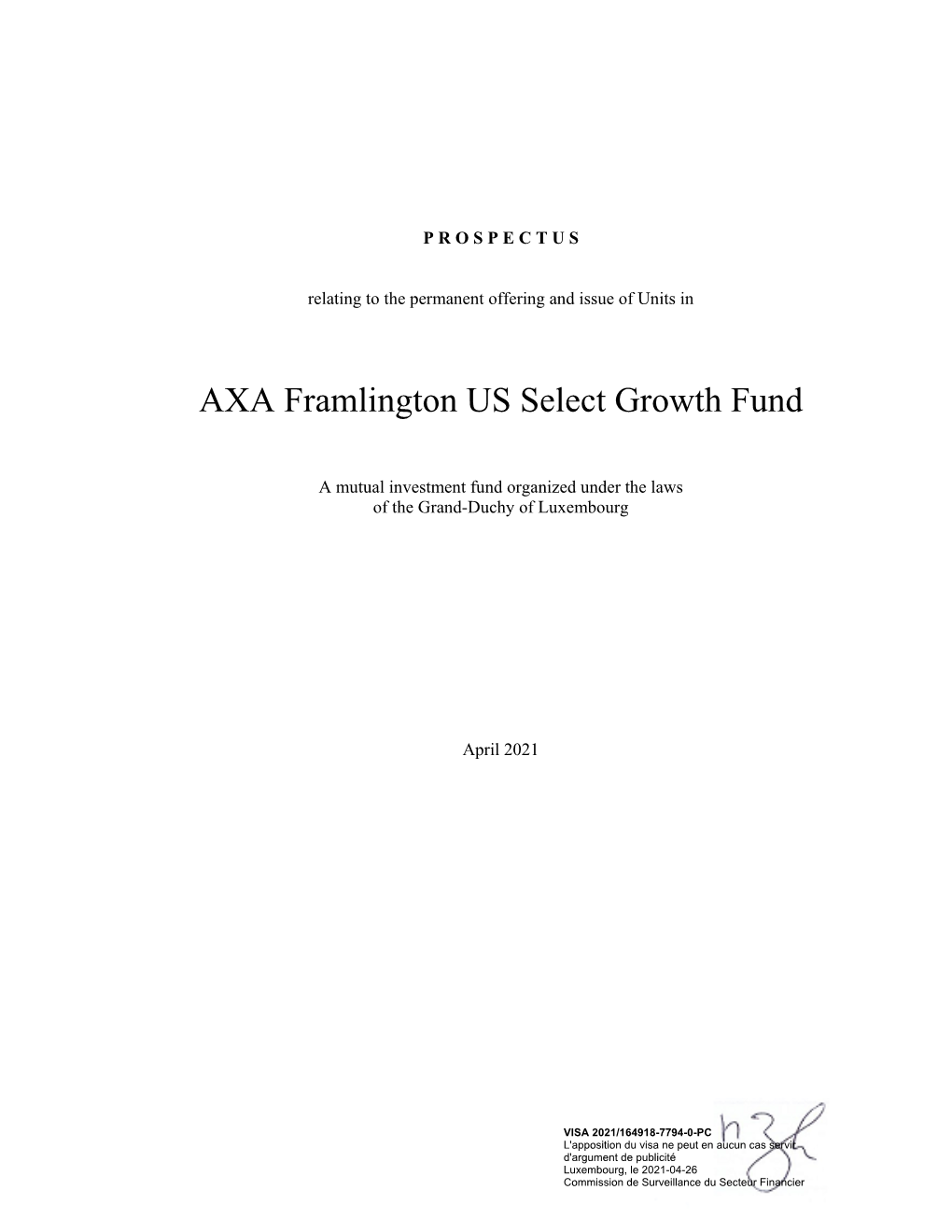 AXA Framlington US Select Growth Fund