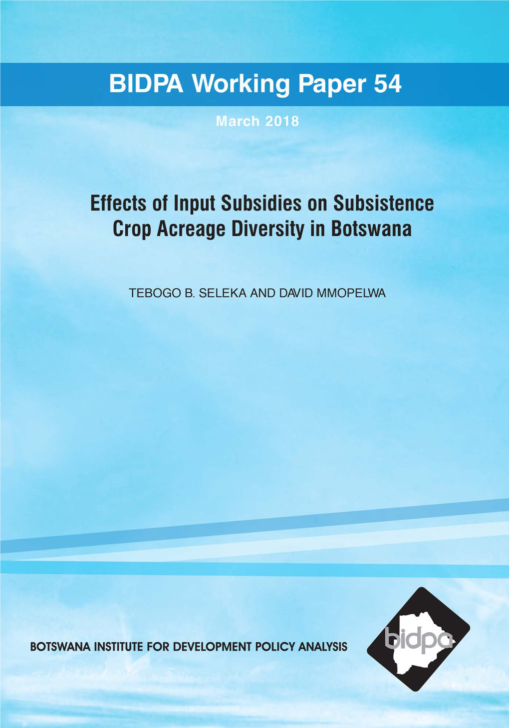 Effects of Input Subsidies on Subsistence Crop Acreage Diversity in Botswana