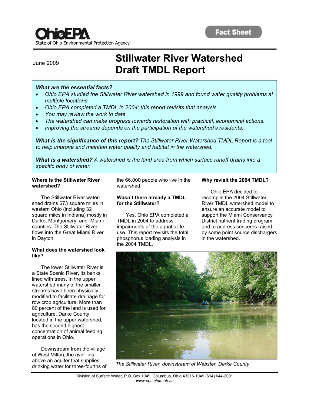 Stillwater River Watershed Draft TMDL Report