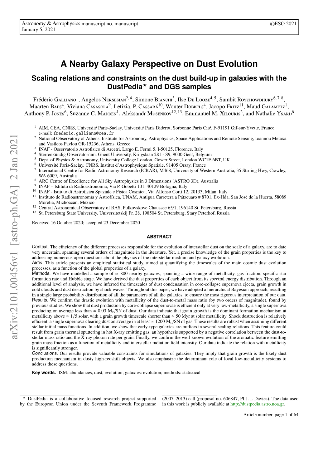 A Nearby Galaxy Perspective on Dust Evolution. Scaling Relations And