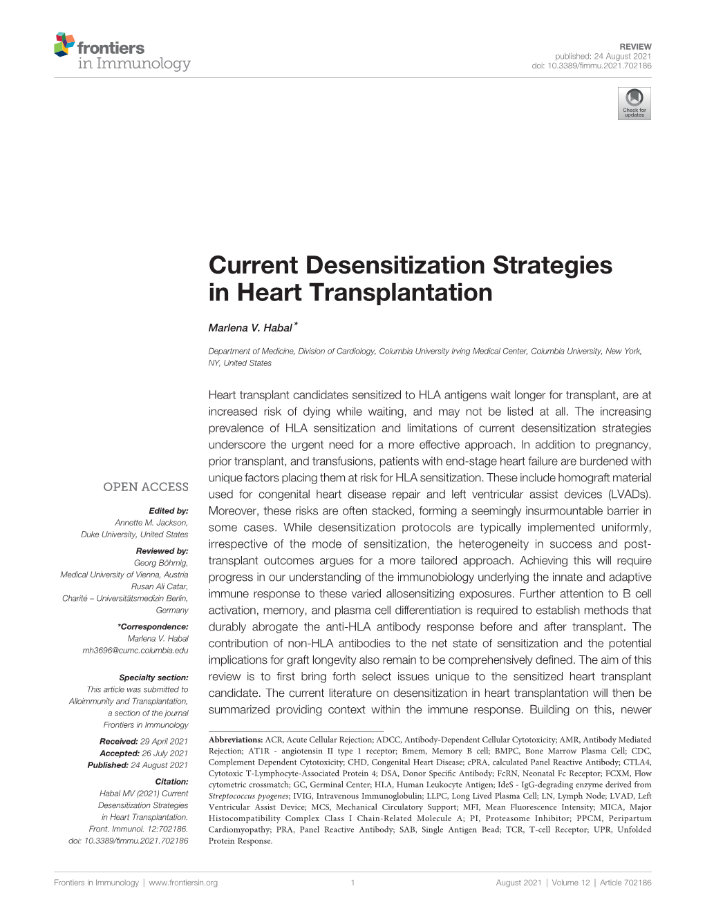 Current Desensitization Strategies in Heart Transplantation
