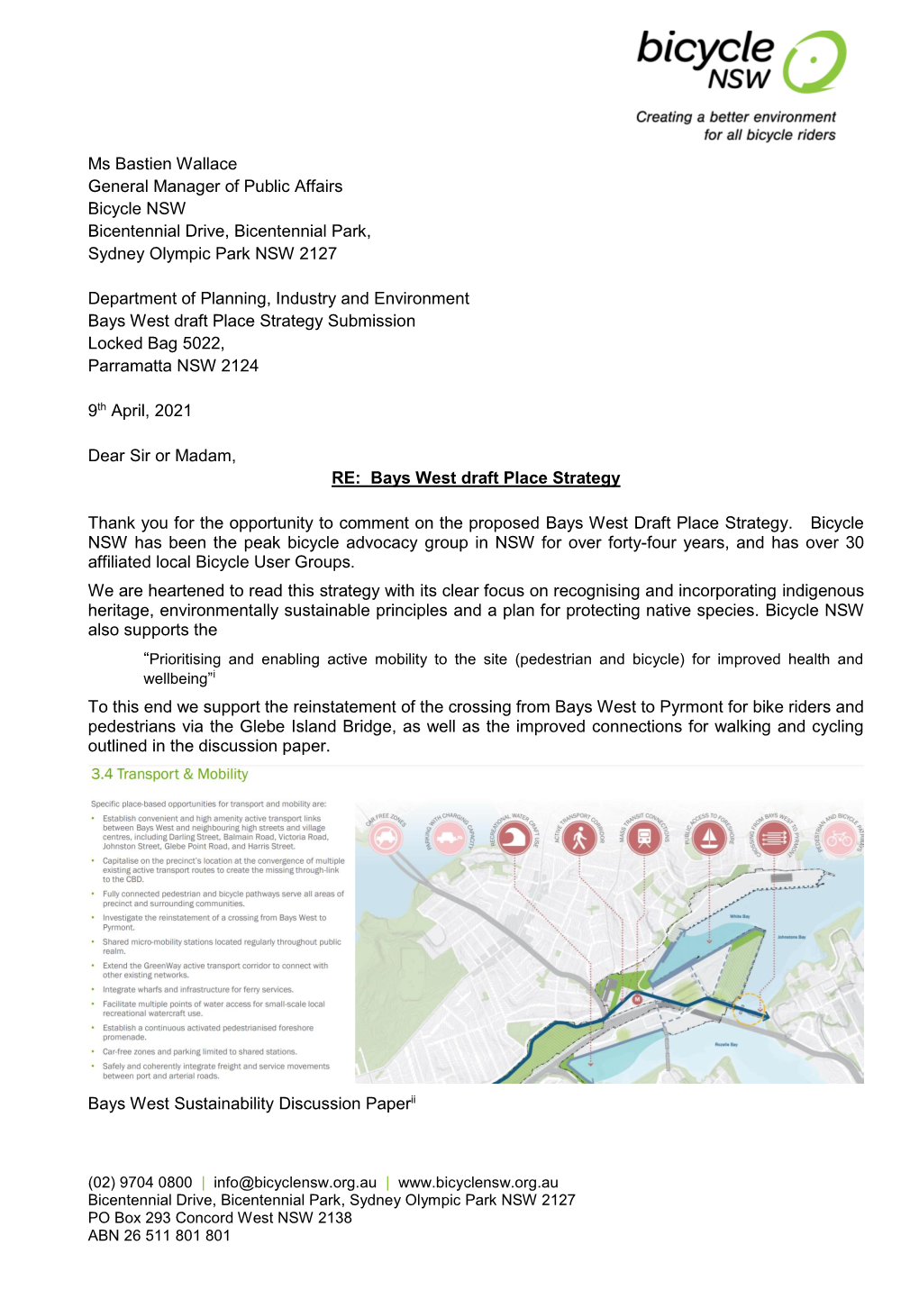 Bays West Draft Place Strategy Submission Locked Bag 5022, Parramatta NSW 2124