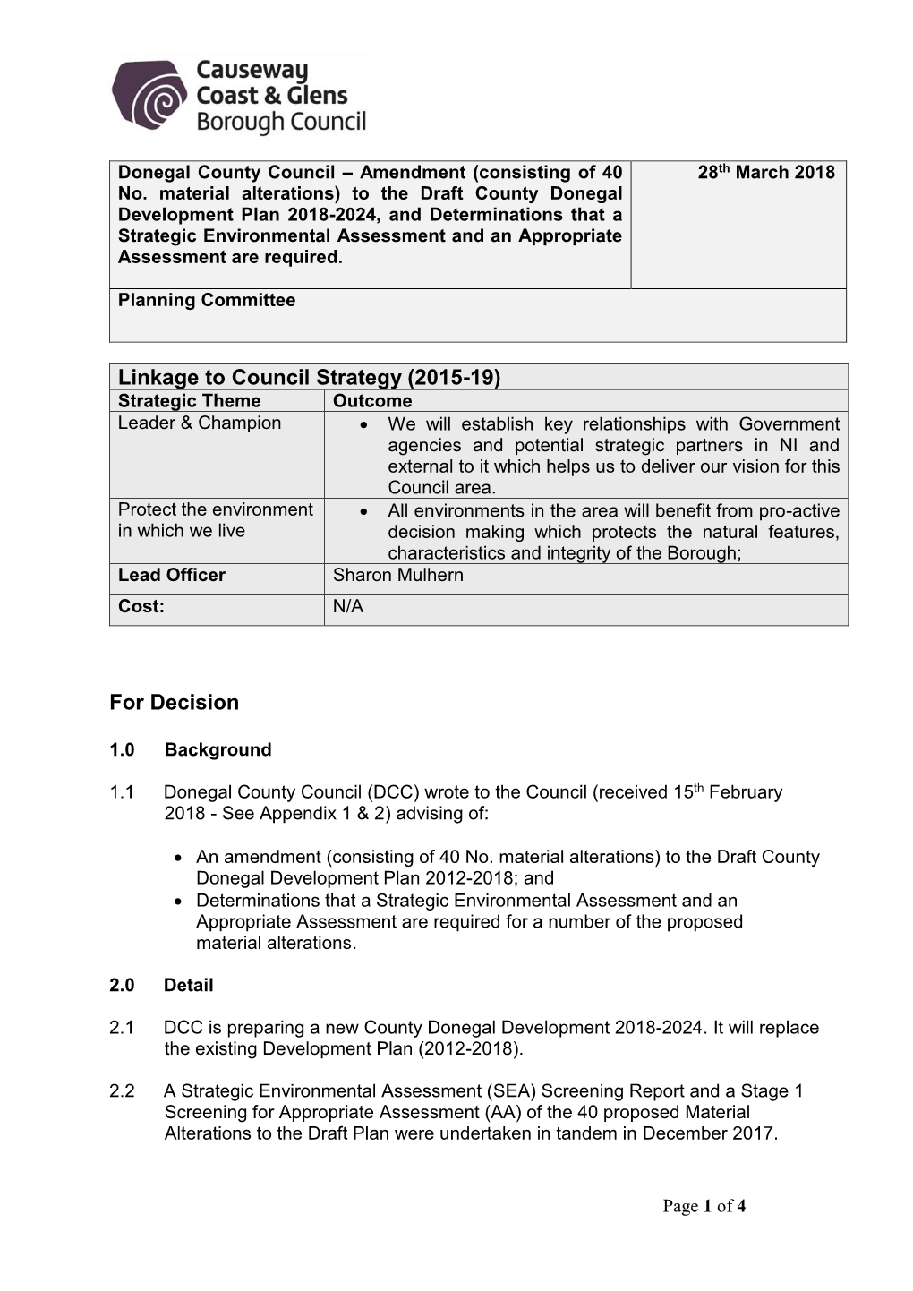 Addendum to Appropriate Assessment (AA) Natura Impact Report Of