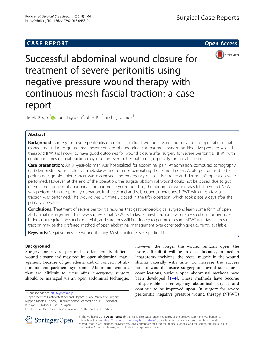 Successful Abdominal Wound Closure for Treatment of Severe Peritonitis