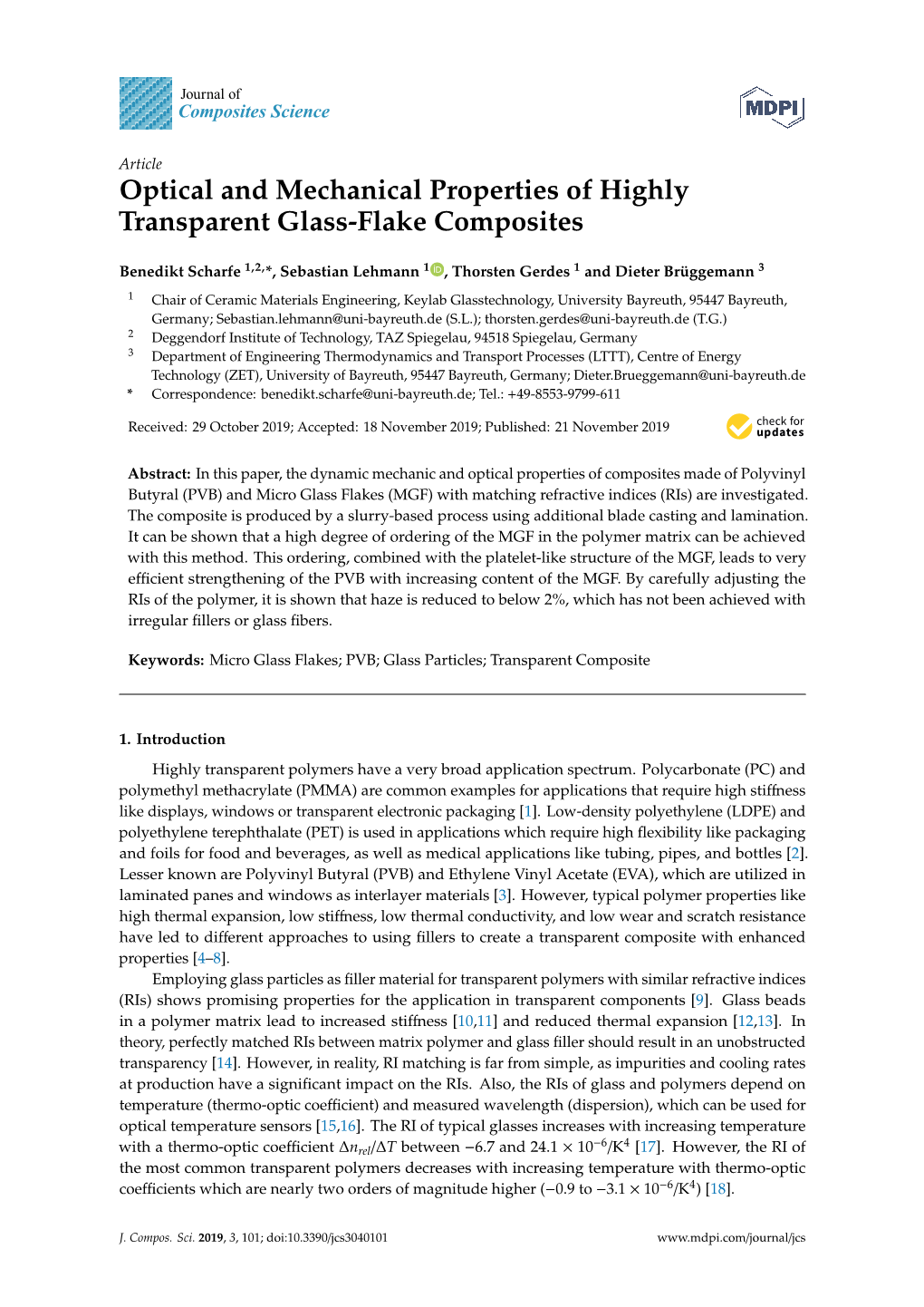 Optical and Mechanical Properties of Highly Transparent Glass-Flake Composites