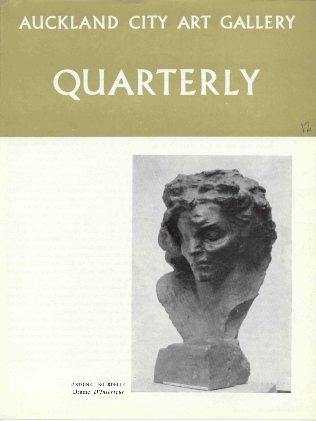 Drame D'interieur AUCKLAND CITY ART GALLERY QUARTERLY NUMBER TWELVE— 1960