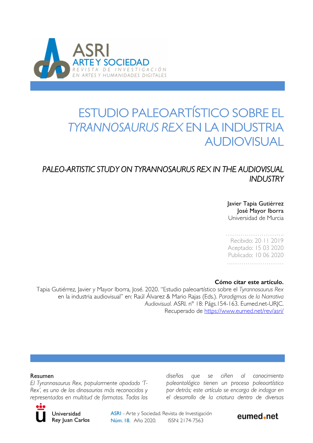 Estudio Paleoartístico Sobre El Tyrannosaurus Rex En La Industria Audiovisual