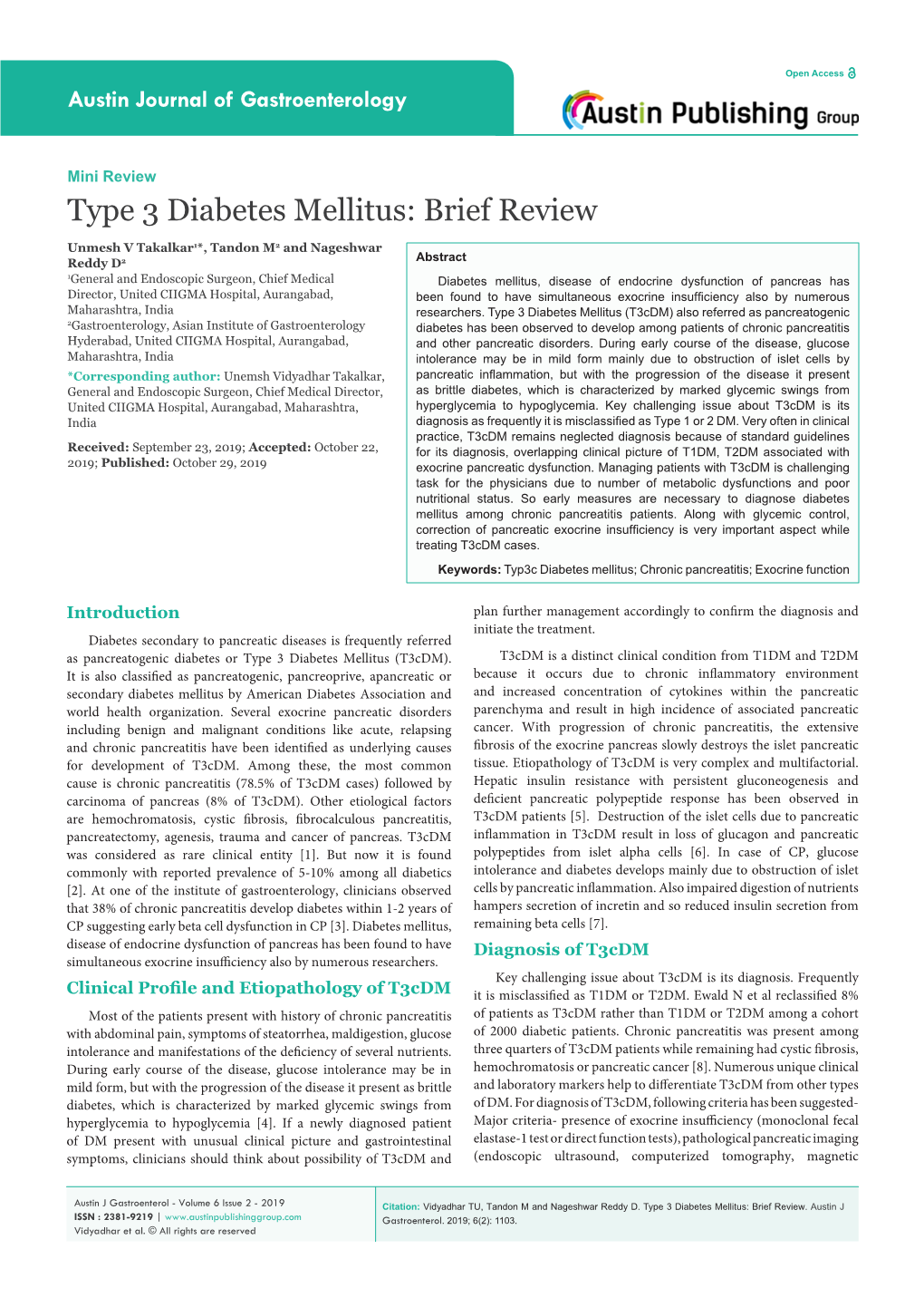 Type 3 Diabetes Mellitus: Brief Review