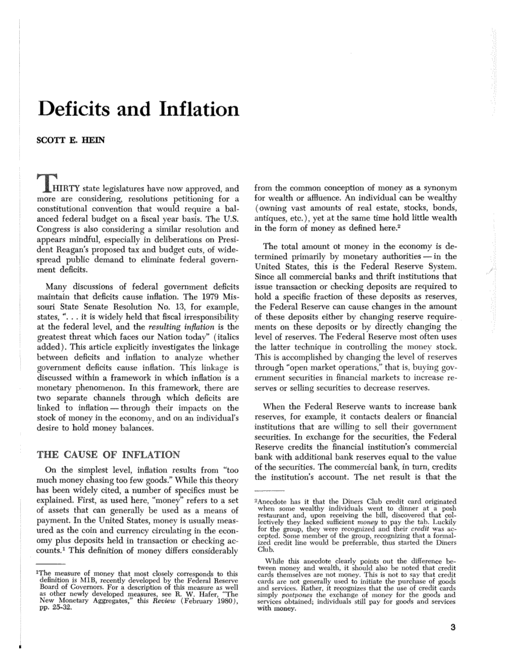 Deficits and Inflation