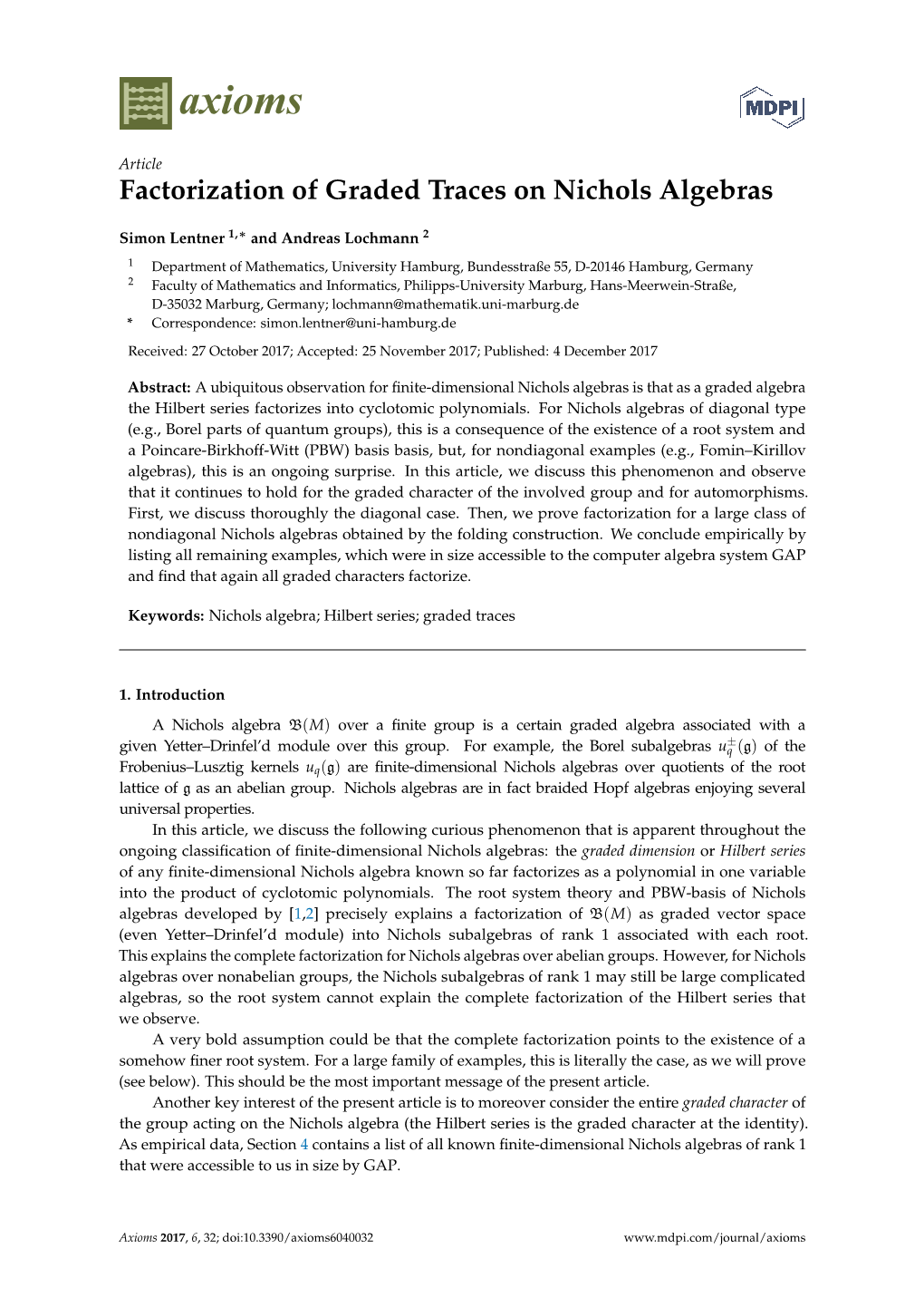 Factorization of Graded Traces on Nichols Algebras