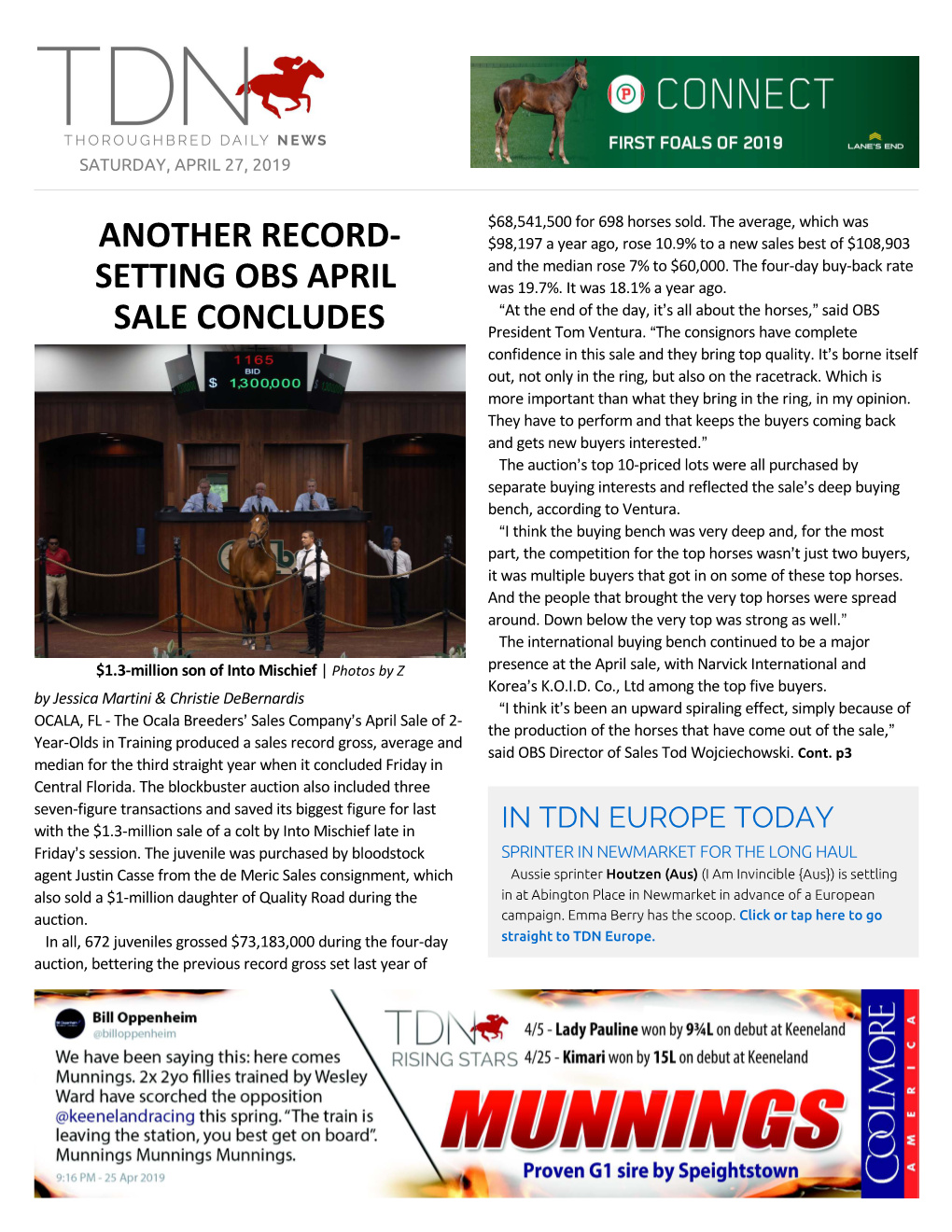 Another Record- Setting Obs April Sale Concludes