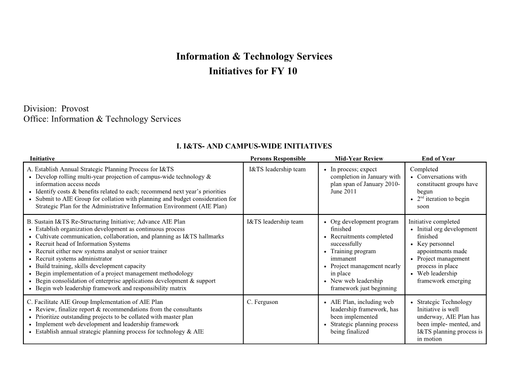 2000-2001 Administrative Plans and Priorities