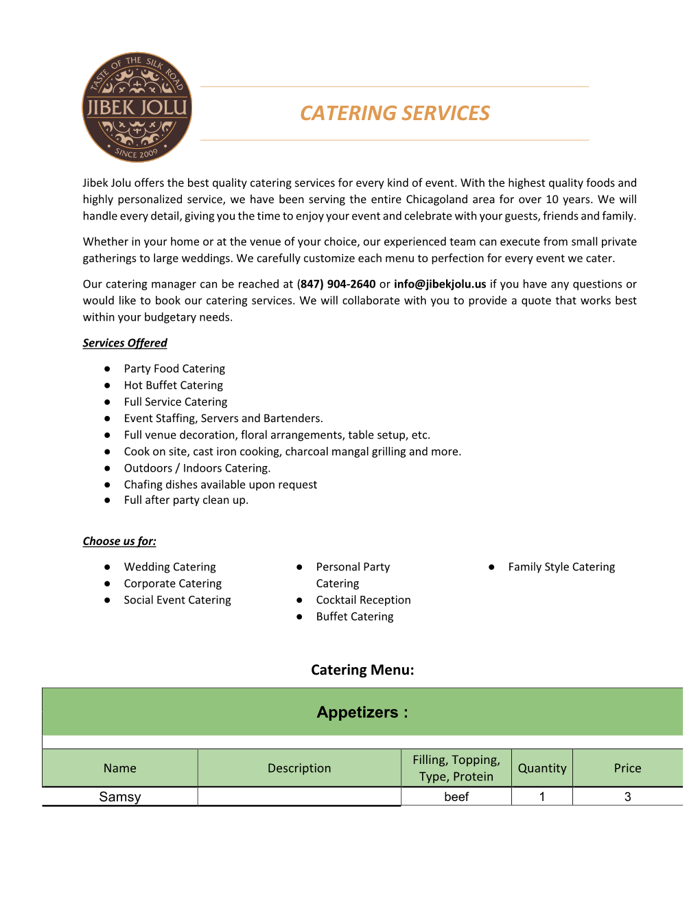 Catering Services