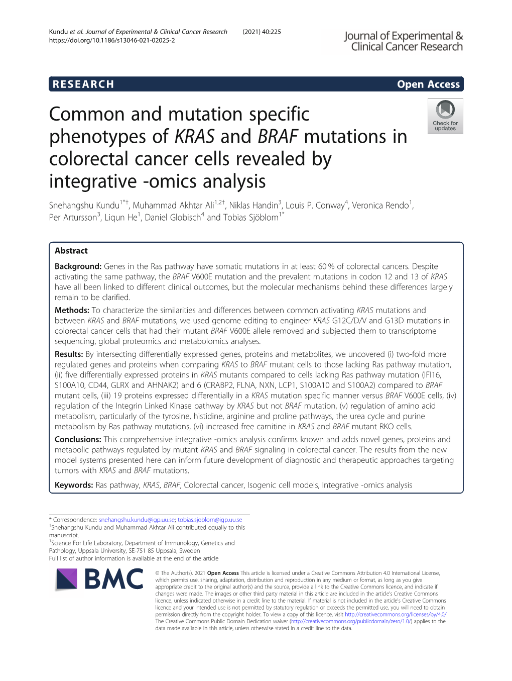 Common and Mutation Specific Phenotypes of KRAS and BRAF