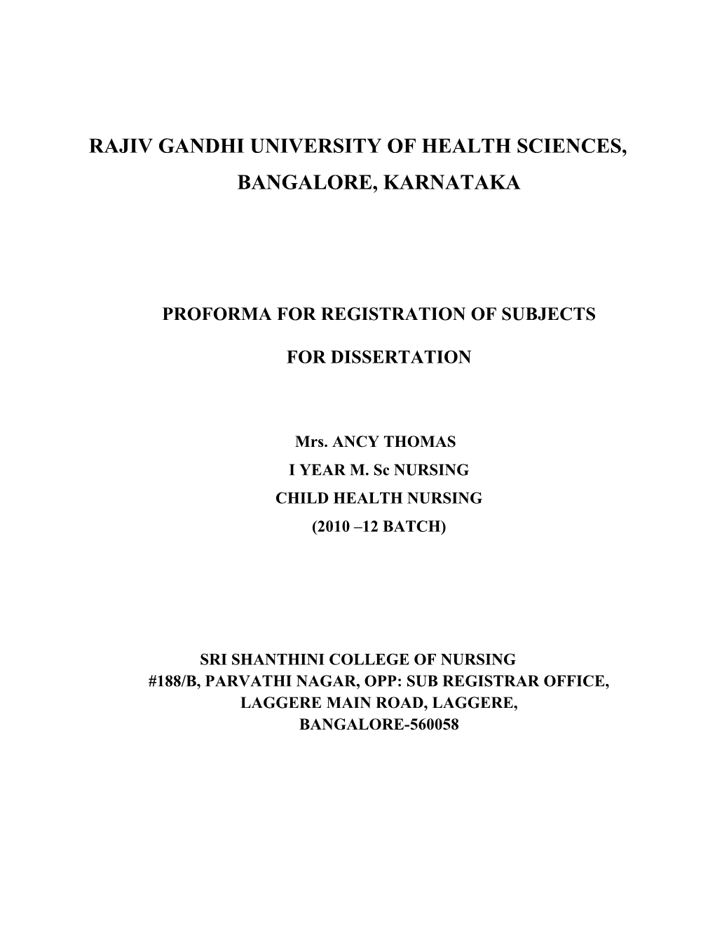 Rajiv Gandhi University of Health Sciences s119