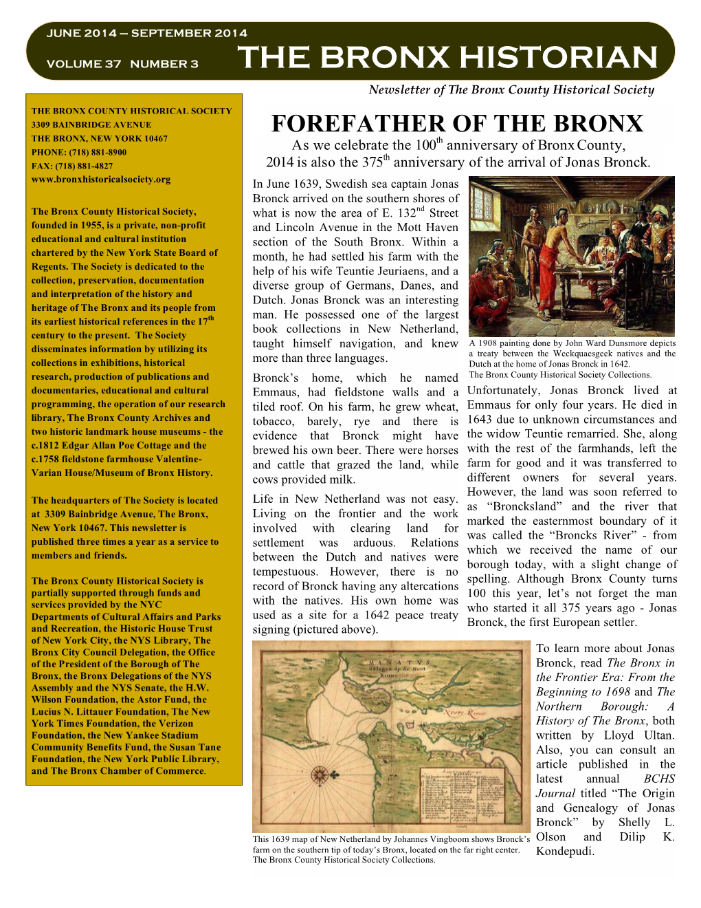 THE BRONX HISTORIAN Newsletter of the Bronx County Historical Society