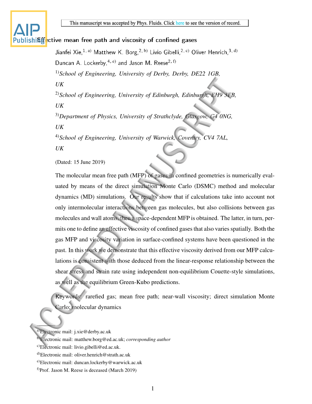 Effective Mean Free Path and Viscosity of Confined Gases