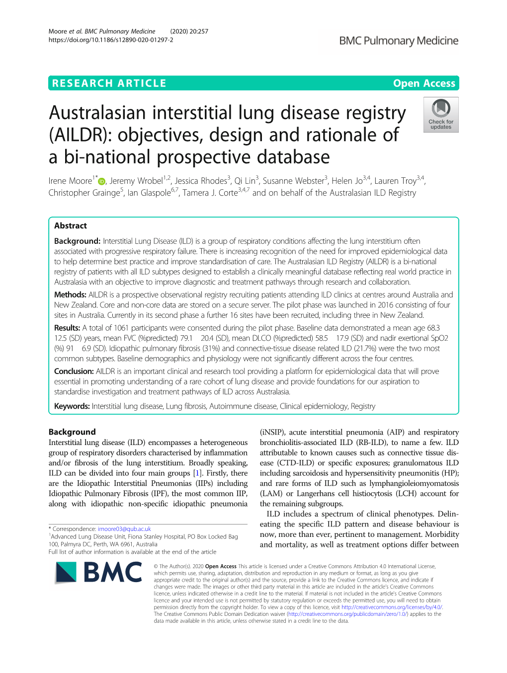 Australasian Interstitial Lung Disease Registry