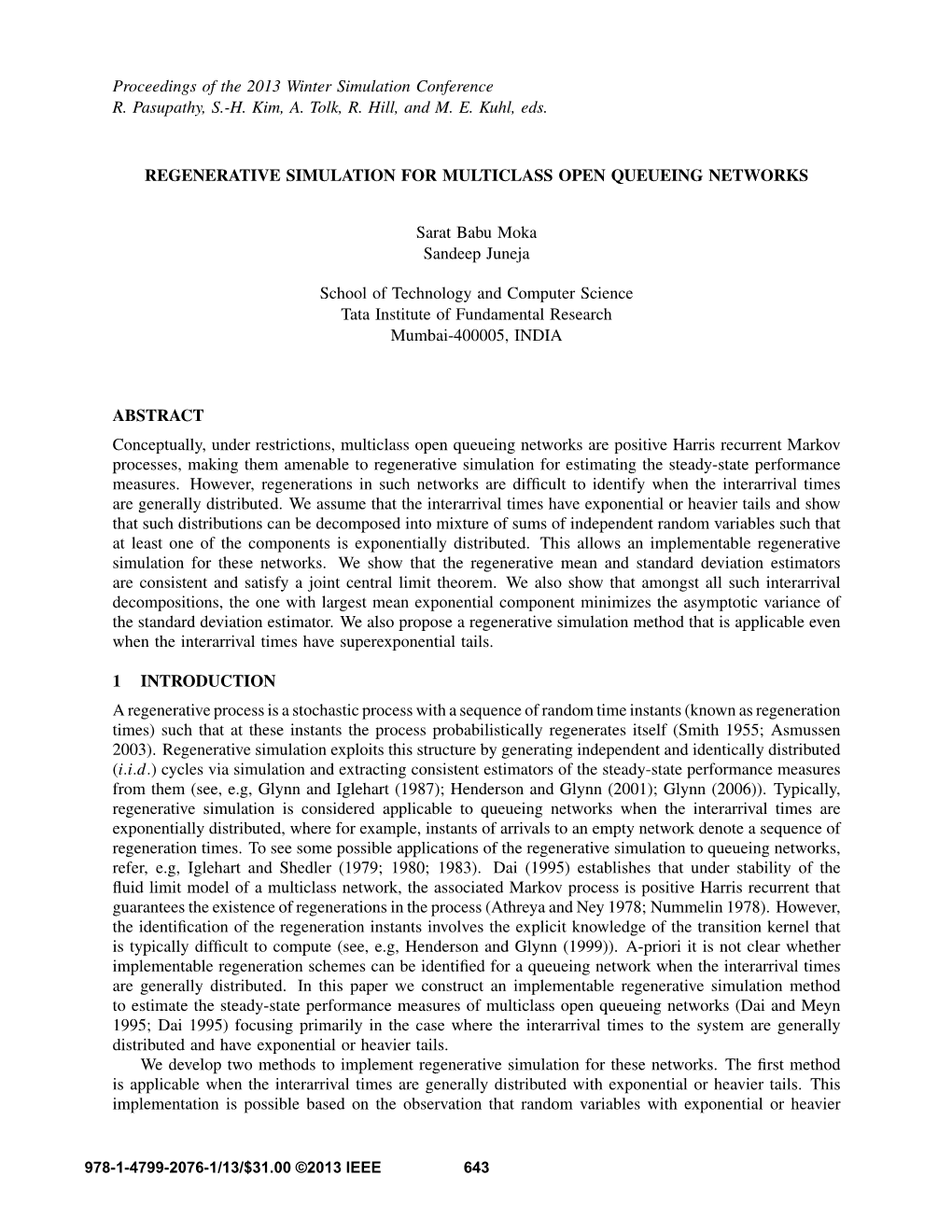 Regenerative Simulation for Multiclass Open Queueing Networks