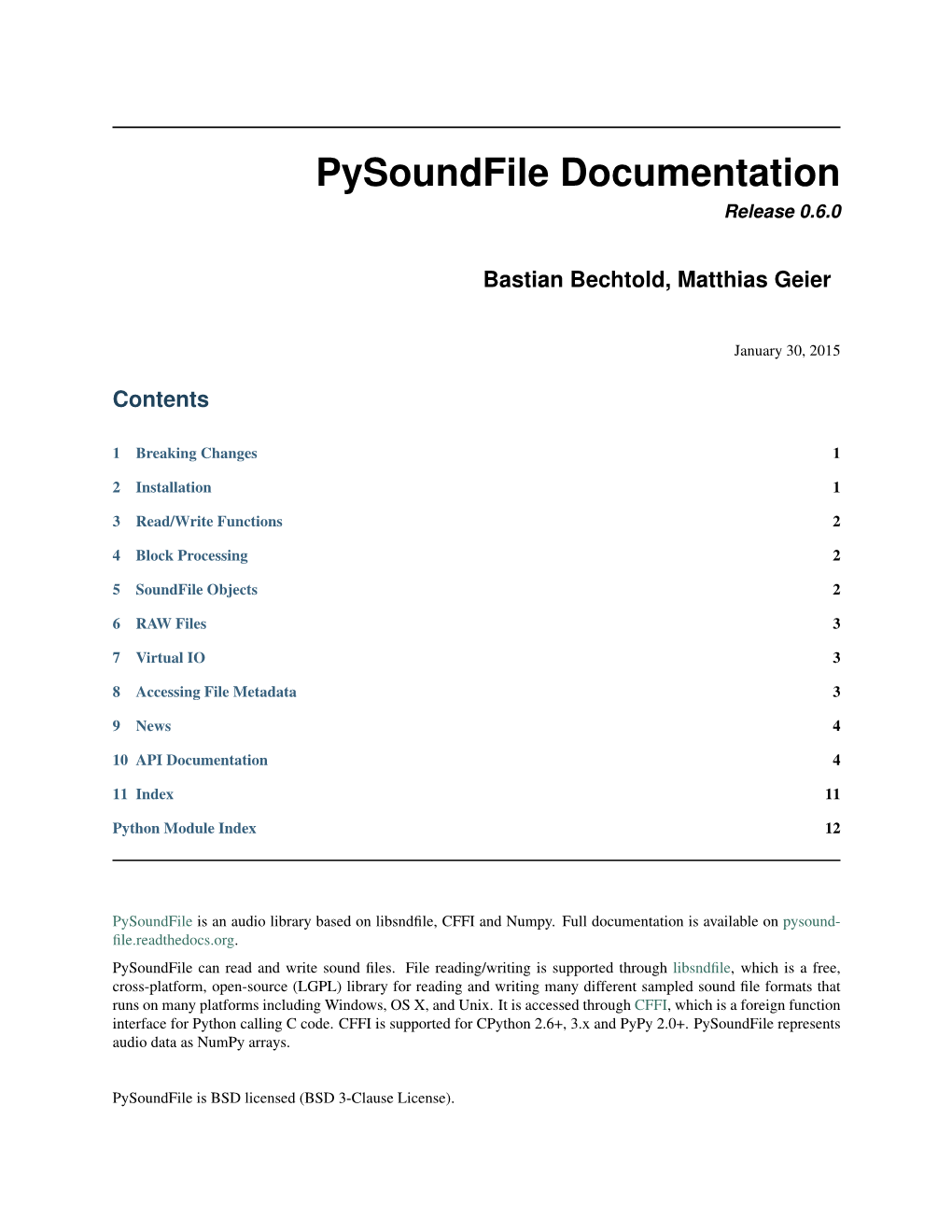 Pysoundfile Documentation Release 0.6.0
