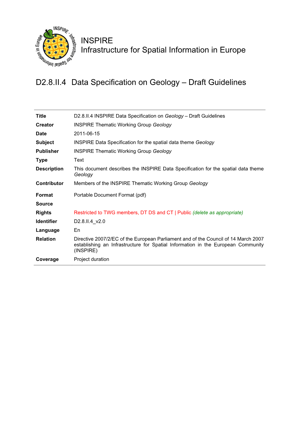 Geology – Draft Guidelines