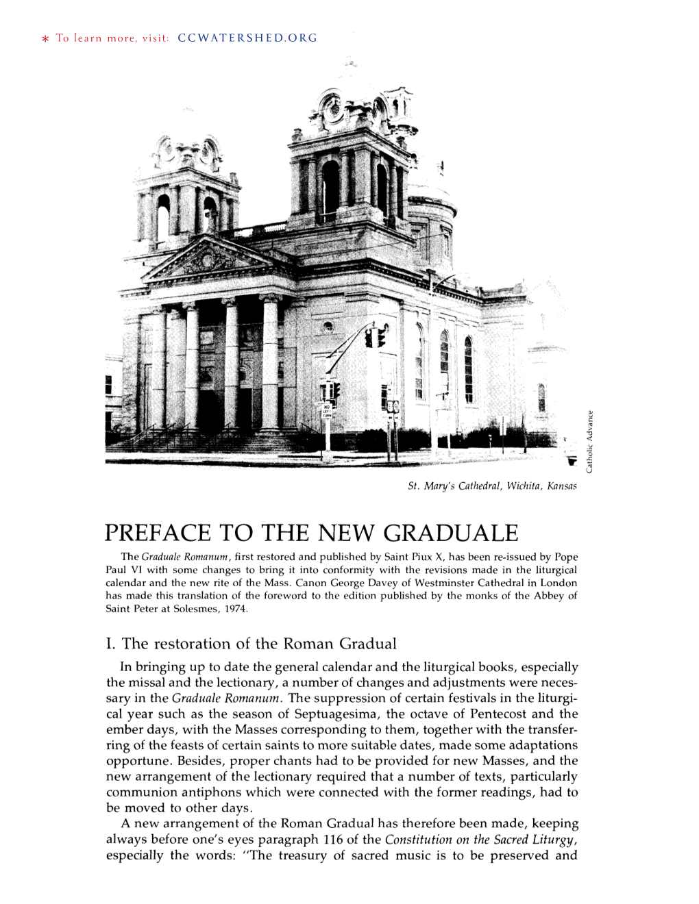 Preface to the New Graduale