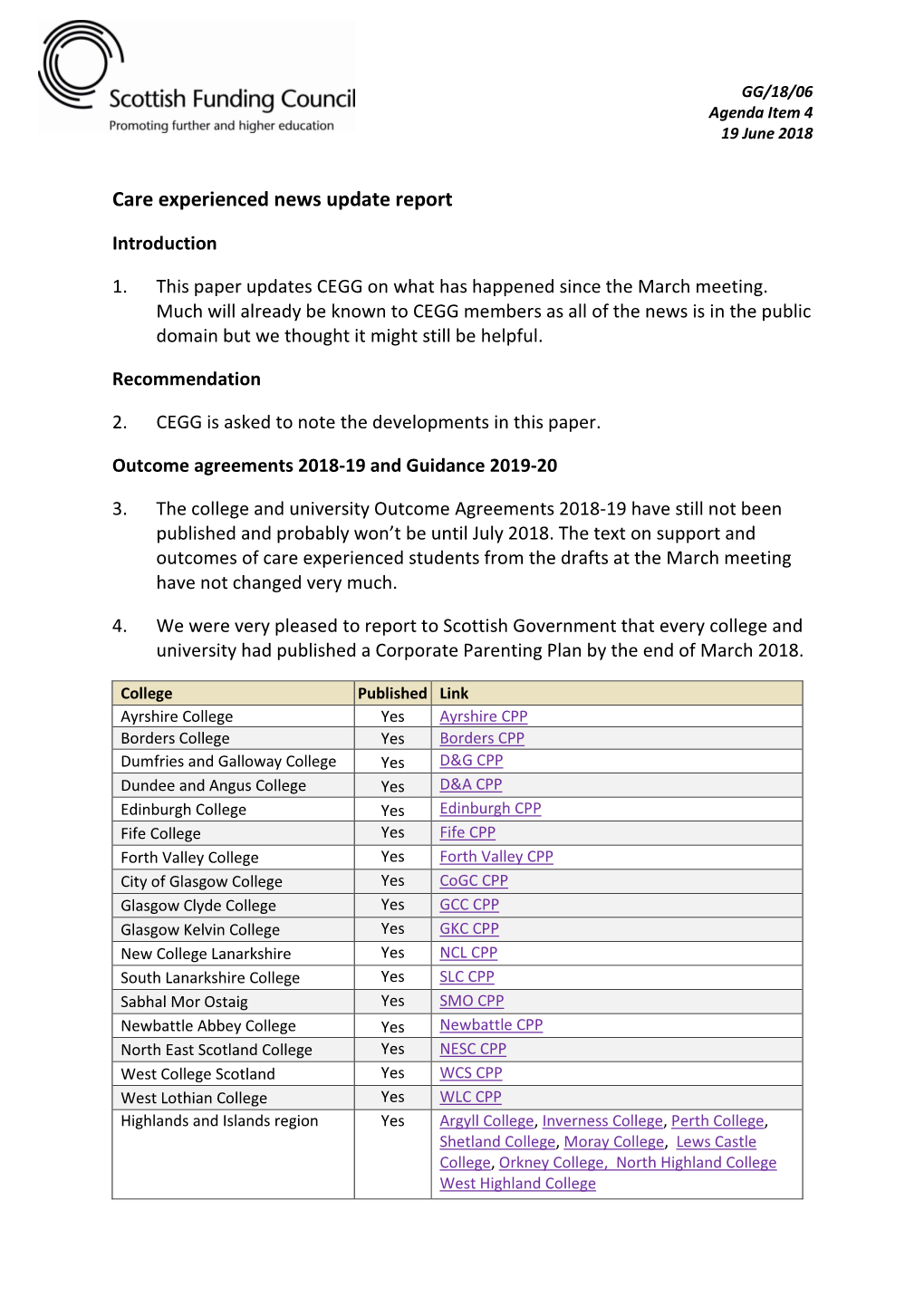 Care Experienced News Update Report