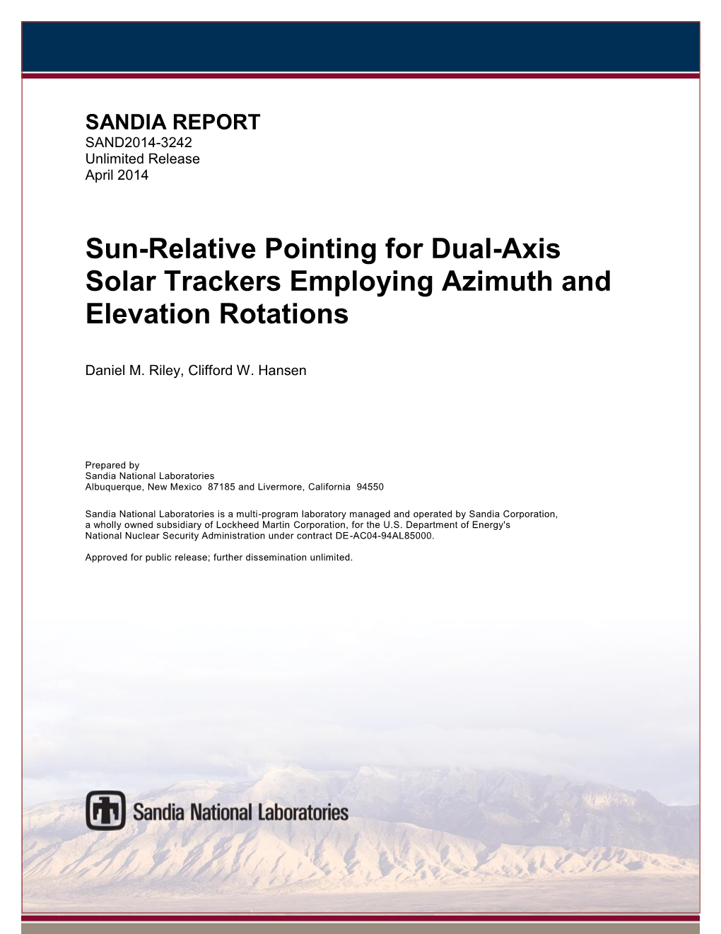 Sun-Relative Pointing for Dual-Axis Solar Trackers Employing Azimuth and Elevation Rotations