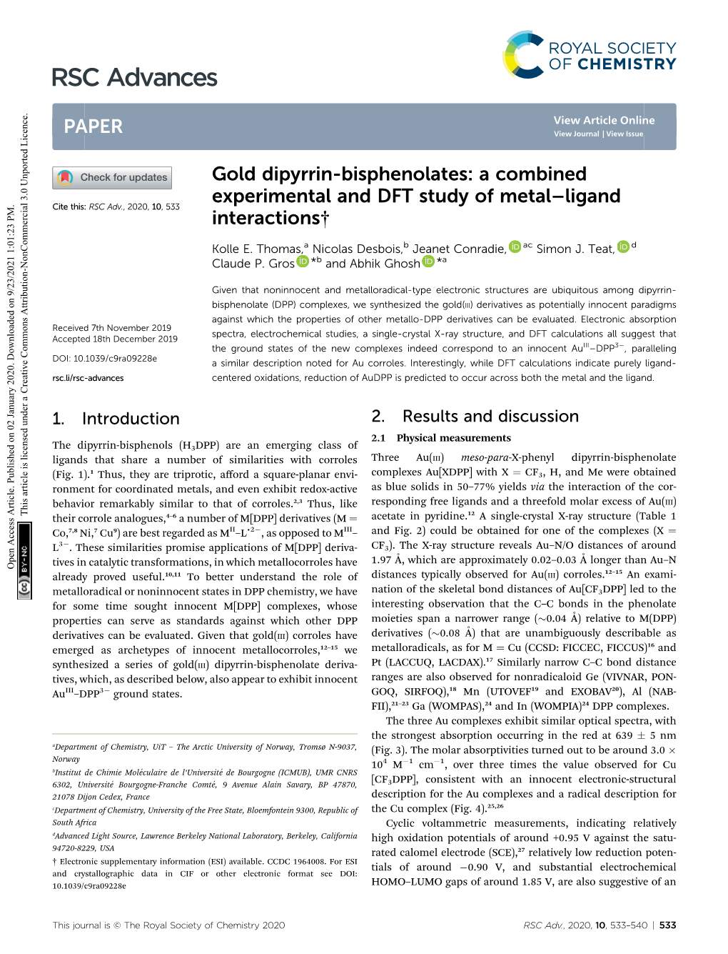 A Combined Experimental and DFT Study of Metal–Ligand Interactions