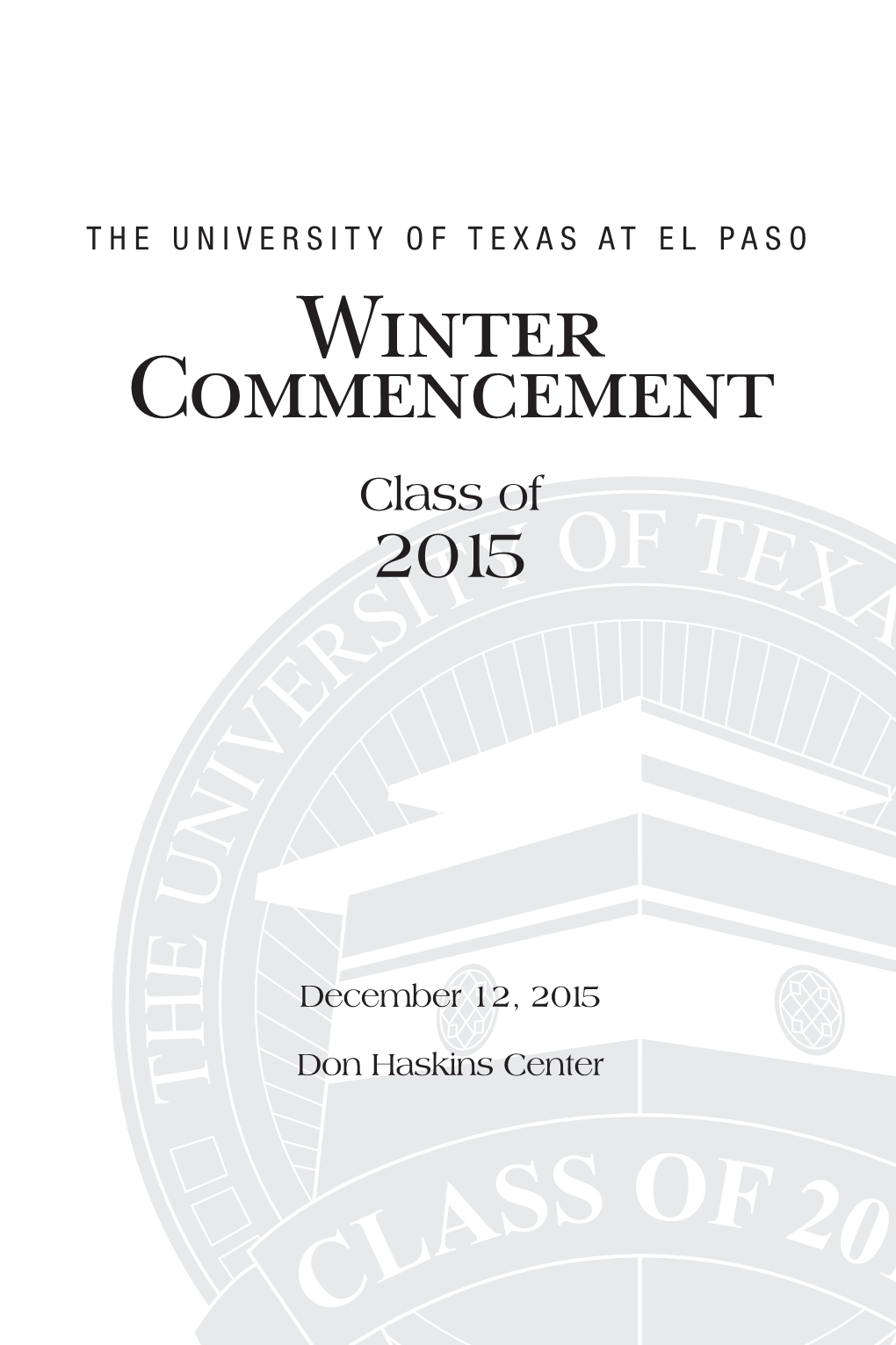 Winter 2015 Commencement Program