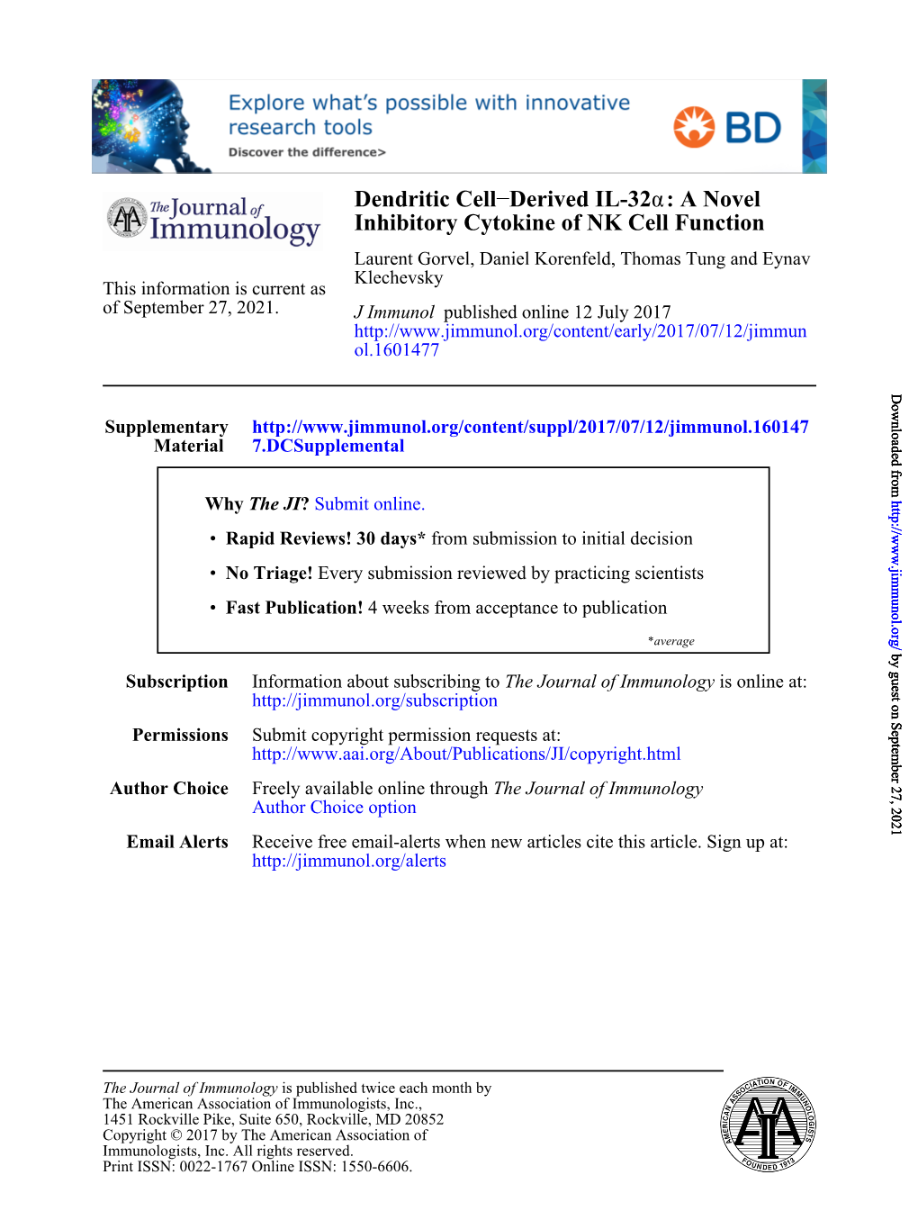 A Novel Inhibitory Cytokine of NK Cell Function