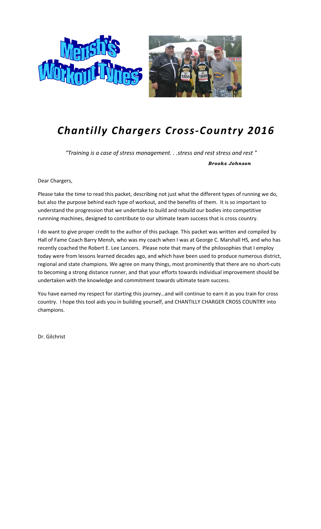 Chantilly Chargers Cross-Country 2016