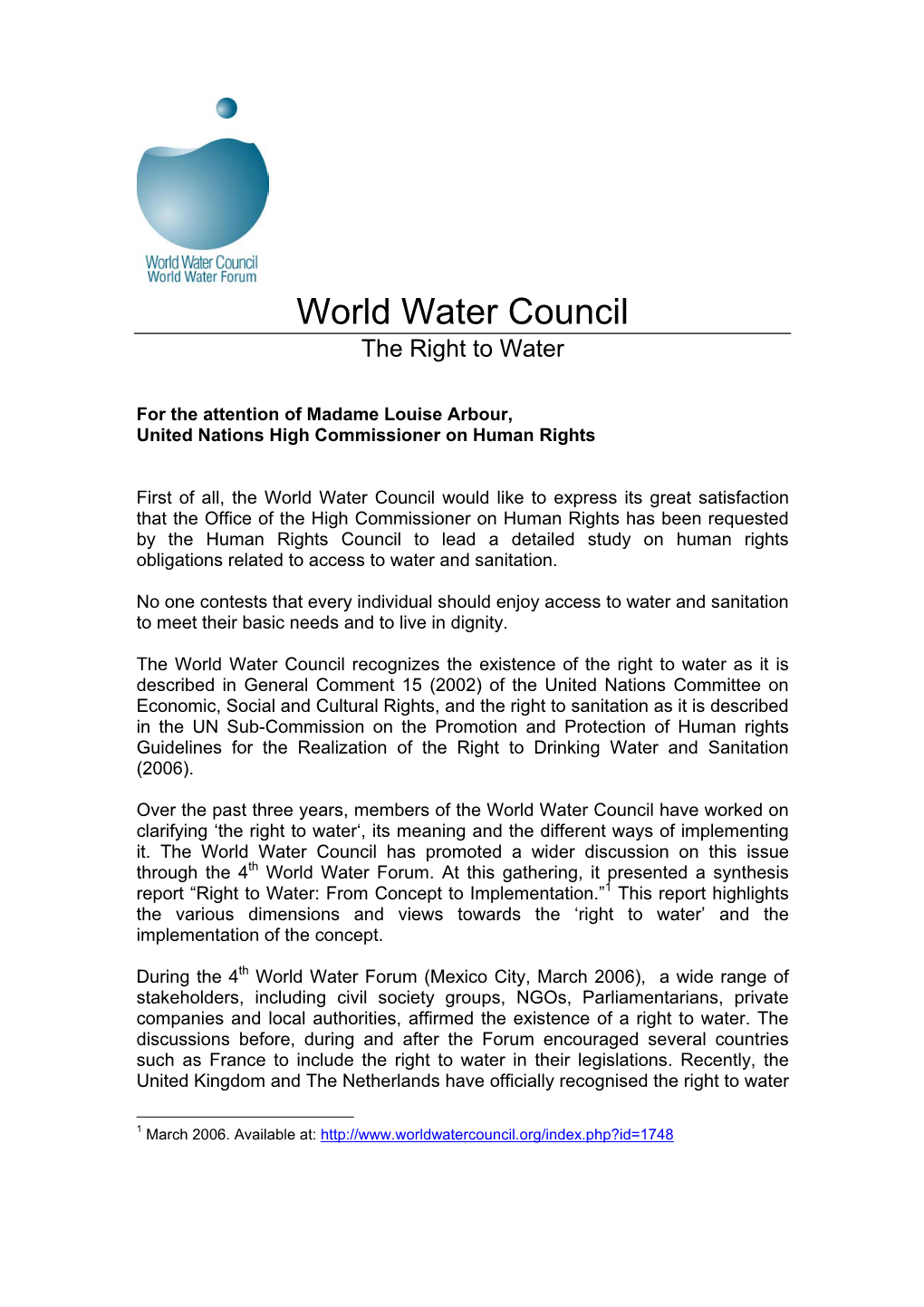 World Water Council the Right to Water