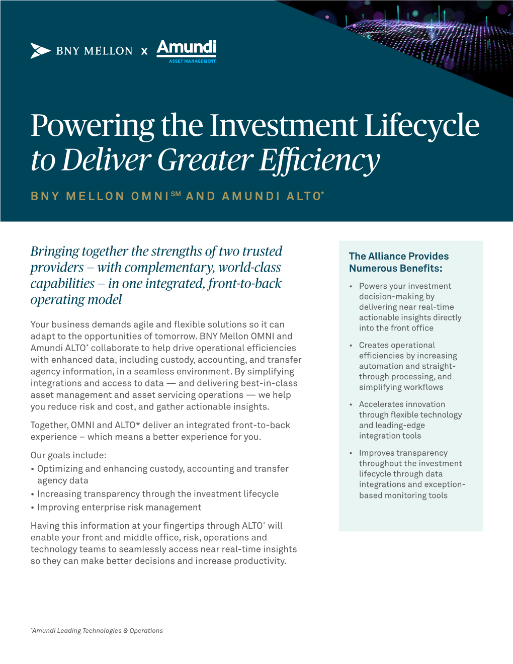 Powering the Investment Lifecycle to Deliver Greater Efficiency