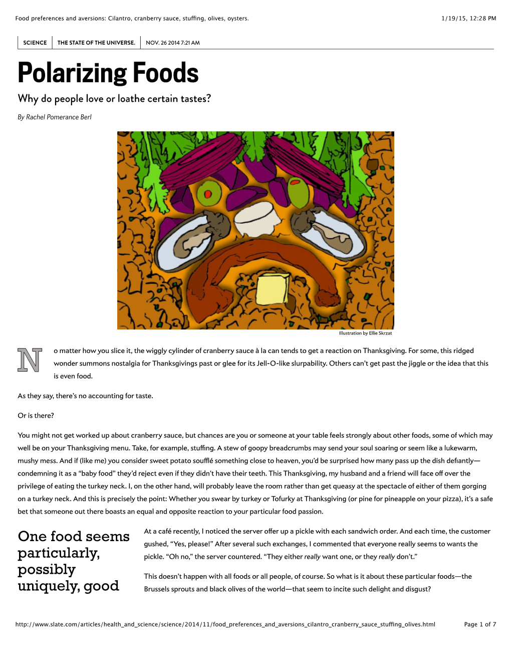 Food Preferences and Aversions: Cilantro, Cranberry Sauce, Stuffing