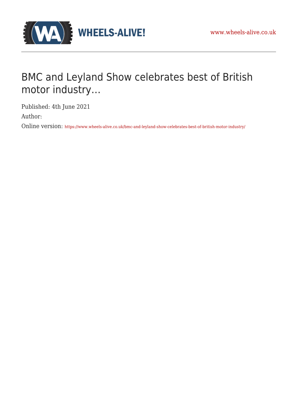 BMC and Leyland Show Celebrates Best of British Motor Industry…